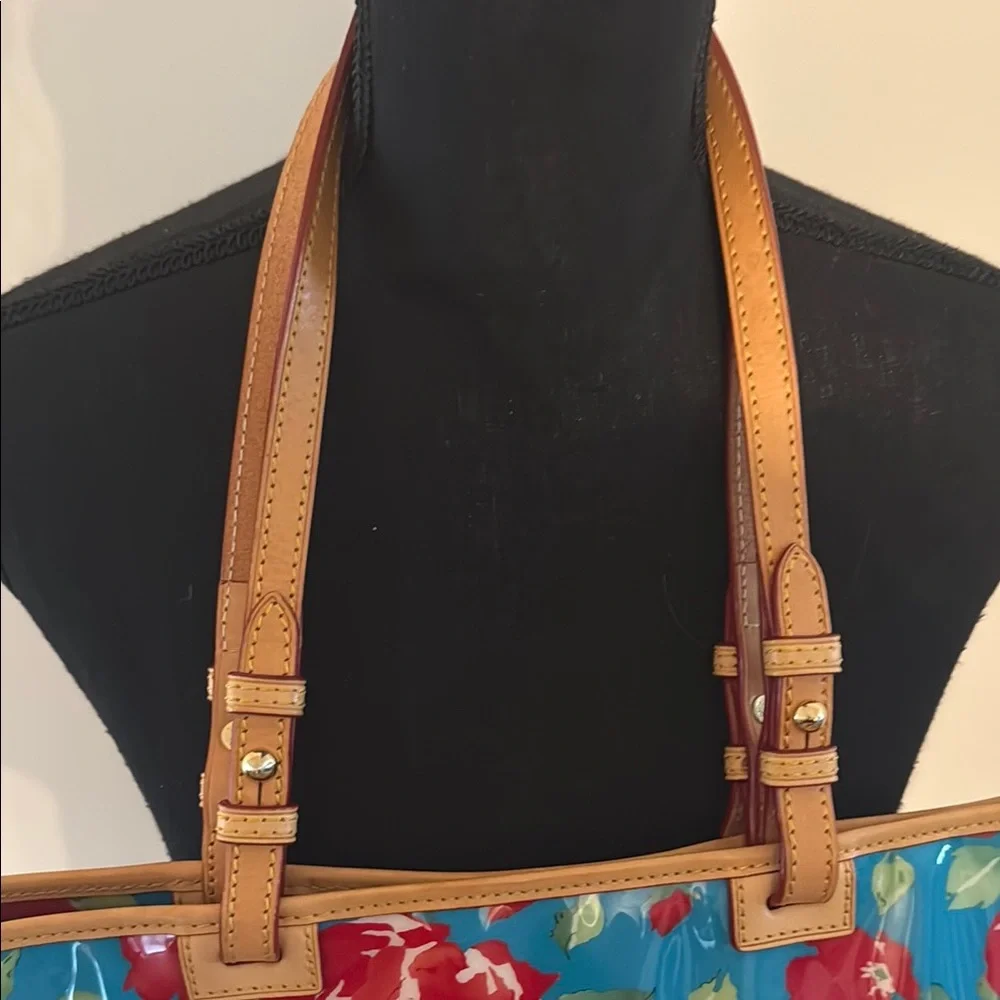 Dooney & Bourke Floral Tote Bag with Tan Straps - Picture 5 of 13